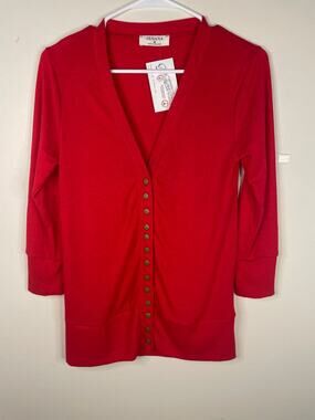 NEW ZENANA Snap Cardigan Red Size M